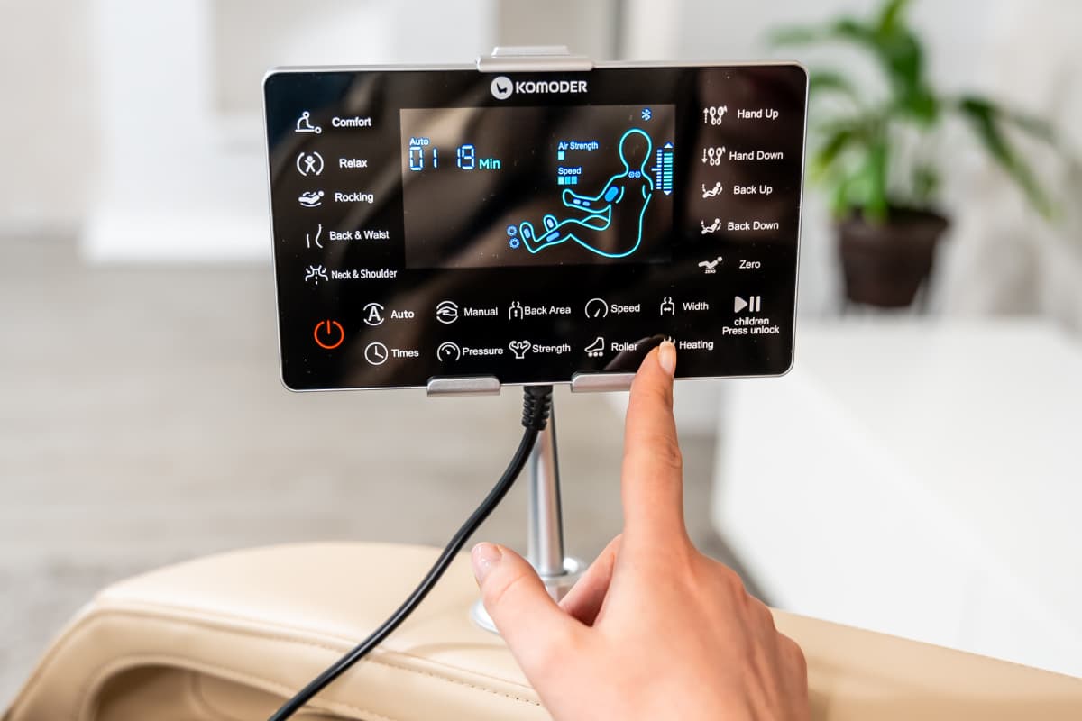Tablet de control y botones de acceso rápido